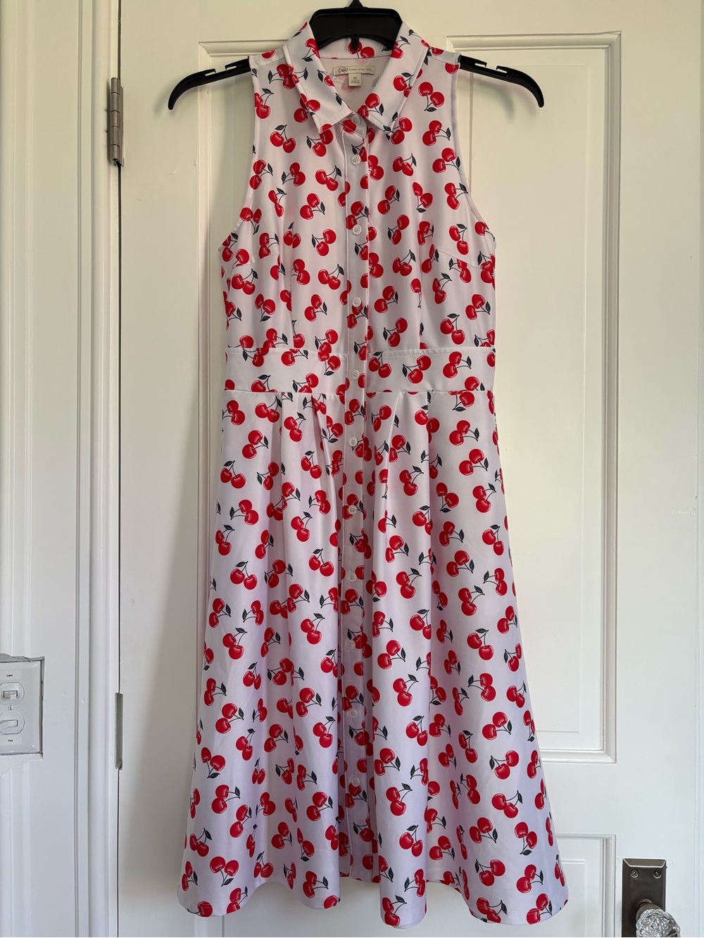 Cato Retro Rockabilly Sleeveless Cherry Midi Dress with Pockets Polyester Size M